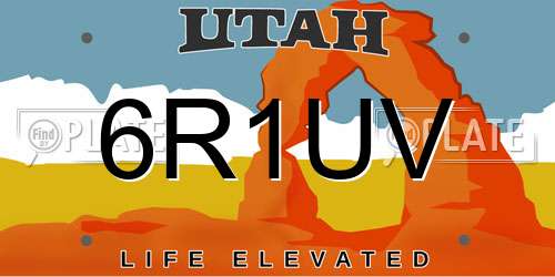 6R1UV Utah License Plate