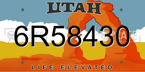6R58430 Utah License Plate