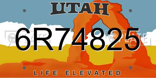 6R74825 Utah License Plate