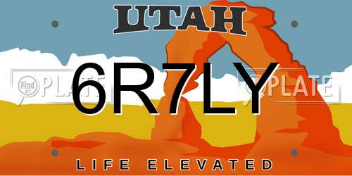 6R7LY Utah License Plate