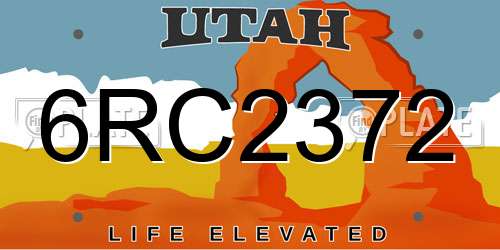 6RC2372 Utah License Plate
