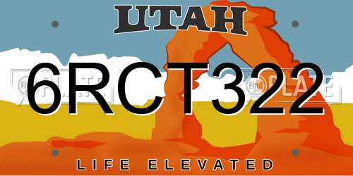 6RCT322 Utah License Plate