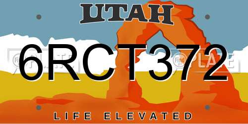 6RCT372 Utah License Plate