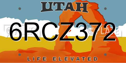 6RCZ372 Utah License Plate