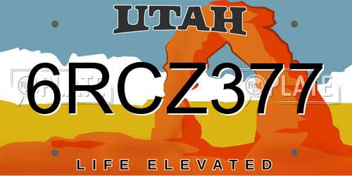 6RCZ377 Utah License Plate