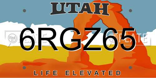 6RGZ65 Utah License Plate