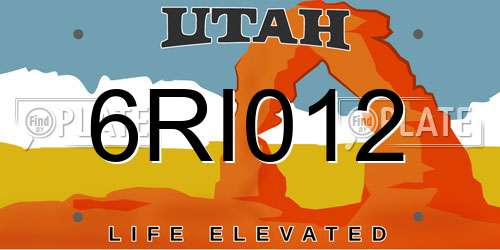 6RI012 Utah License Plate