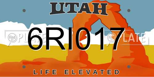 6RI017 Utah License Plate