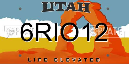 6RIO12 Utah License Plate