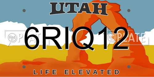 6RIQ12 Utah License Plate