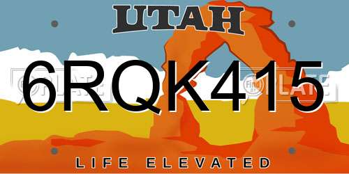 6RQK415 Utah License Plate