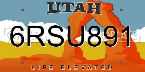 6RSU891 Utah License Plate