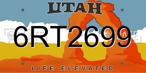 6RT2699 Utah License Plate