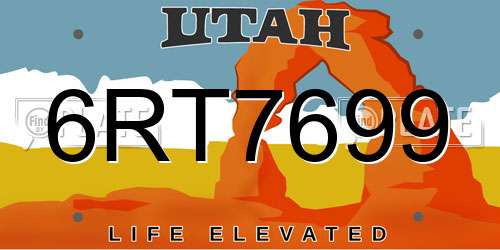 6RT7699 Utah License Plate