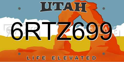 6RTZ699 Utah License Plate