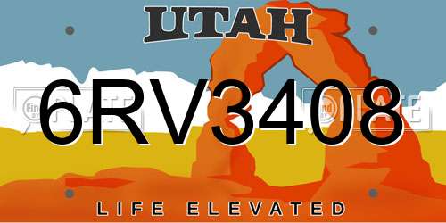 6RV3408 Utah License Plate
