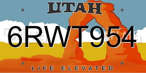 6RWT954 Utah License Plate