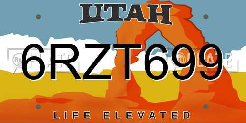 6RZT699 Utah License Plate