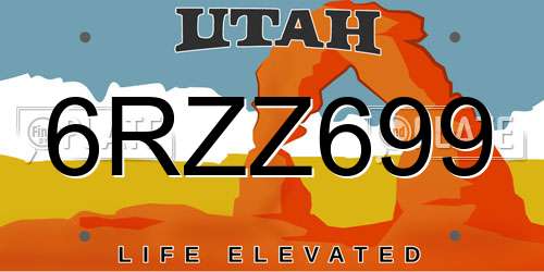 6RZZ699 Utah License Plate