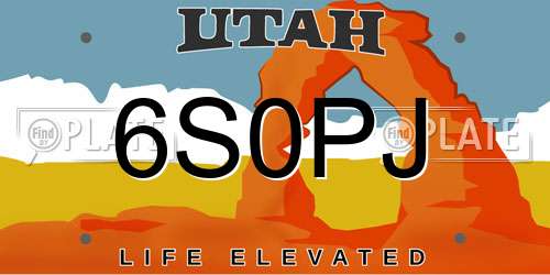 6S0PJ Utah License Plate