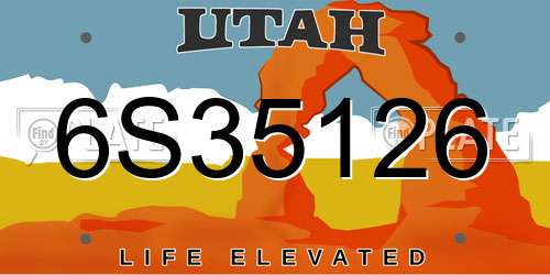 6S35126 Utah License Plate