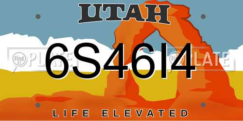 6S46I4 Utah License Plate
