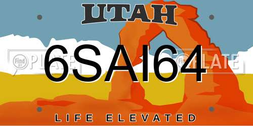 6SAI64 Utah License Plate