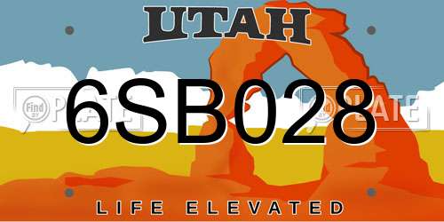 6SB028 Utah License Plate