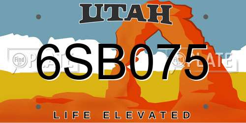 6SB075 Utah License Plate
