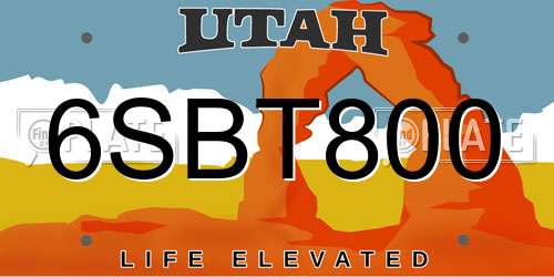 6SBT800 Utah License Plate