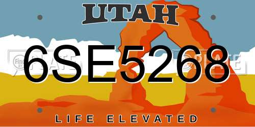6SE5268 Utah License Plate
