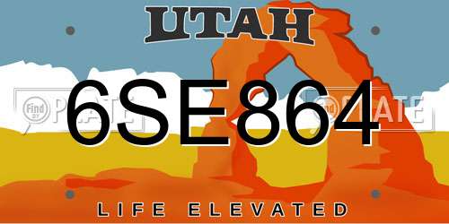 6SE864 Utah License Plate