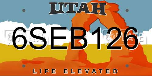 6SEB126 Utah License Plate
