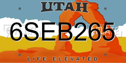 6SEB265 Utah License Plate