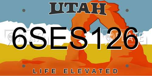 6SES126 Utah License Plate