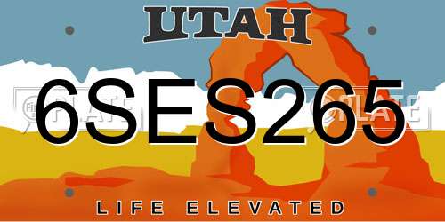 6SES265 Utah License Plate