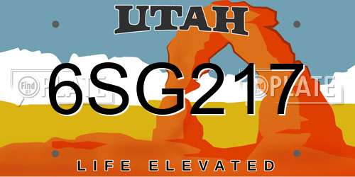 6SG217 Utah License Plate