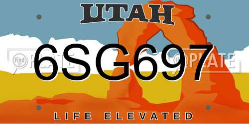 6SG697 Utah License Plate