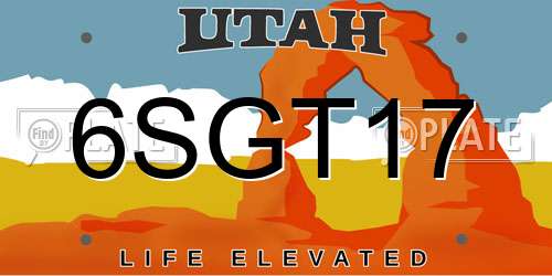 6SGT17 Utah License Plate