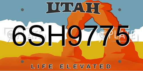 6SH9775 Utah License Plate