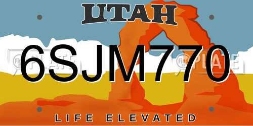 6SJM770 Utah License Plate