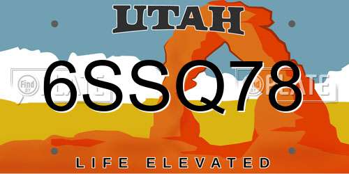 6SSQ78 Utah License Plate