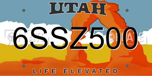 6SSZ500 Utah License Plate