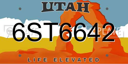 6ST6642 Utah License Plate