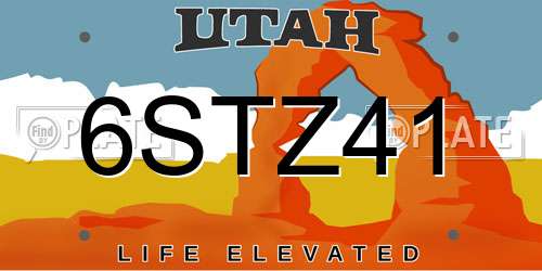 6STZ41 Utah License Plate