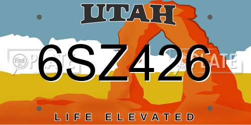 6SZ426 Utah License Plate