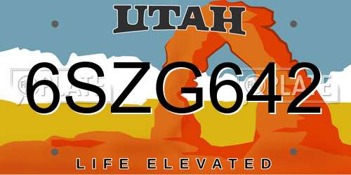 6SZG642 Utah License Plate