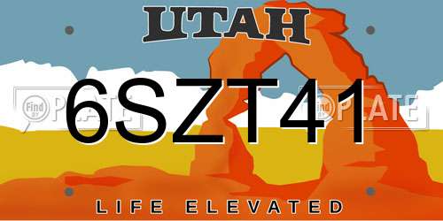 6SZT41 Utah License Plate