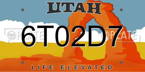 6T02D7 Utah License Plate