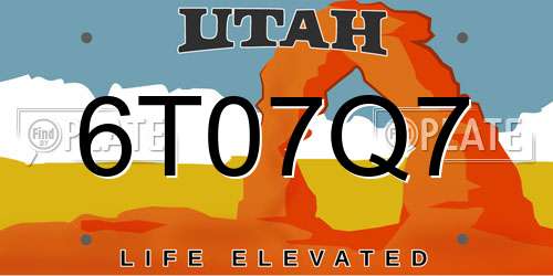 6T07Q7 Utah License Plate